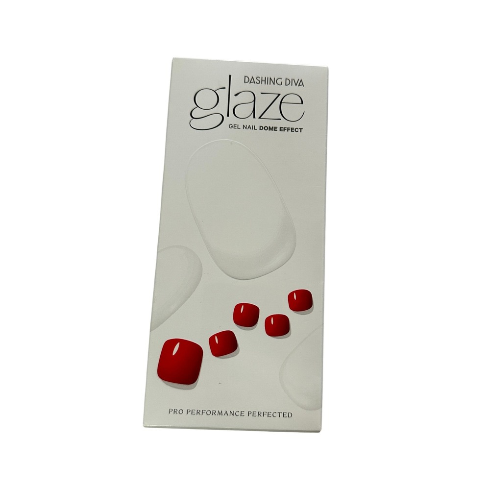 Dashing Diva Glaze Gel Nail Dome Effect Pedicure Tomato Red #C110 33 Strips NEW